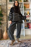 Big Softie Stripe Funnel Grunge Knit Black 